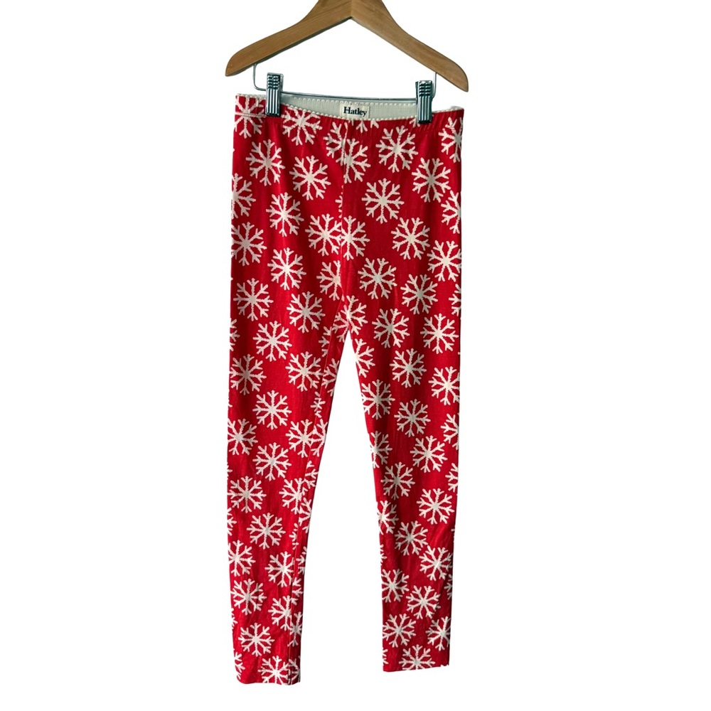 Hatley Red and White Snowflake Leggings 8 Girls